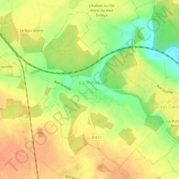 Mapa topográfico La Trinité, altitud, relieve