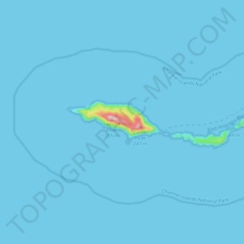 Mapa topográfico Anacapa Island, altitud, relieve