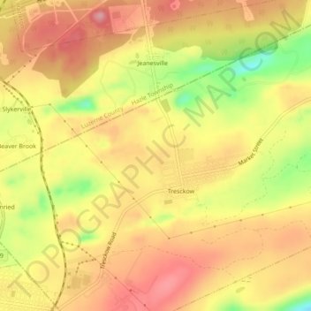 Mapa topográfico Tresckow, altitud, relieve