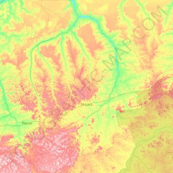 Mapa topográfico Uruará, altitud, relieve