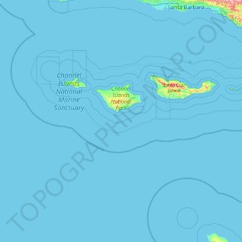 Mapa topográfico Channel Islands National Park, altitud, relieve
