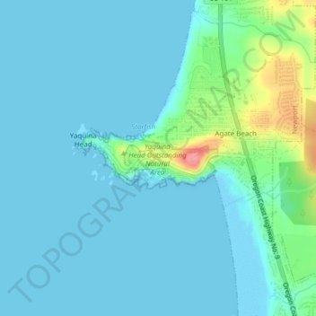 Mapa topográfico Yaquina Head Outstanding Natural Area, altitud, relieve