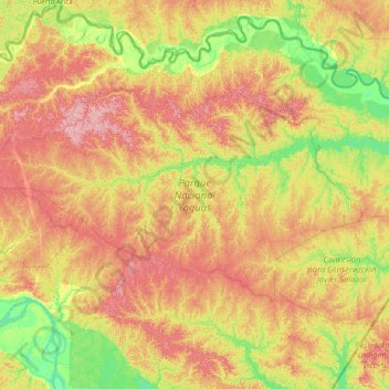 Mapa topográfico Parque Nacional Yaguas, altitud, relieve