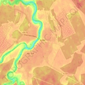 Mapa topográfico Холмское городское поселение, altitud, relieve