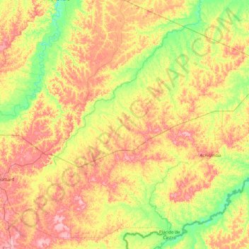 Mapa topográfico Senador Guiomard, altitud, relieve