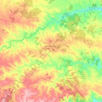 Mapa topográfico Martim Longo, altitud, relieve