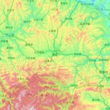 Mapa topográfico Fang County, altitud, relieve