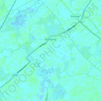 Mapa topográfico Brookland, altitud, relieve