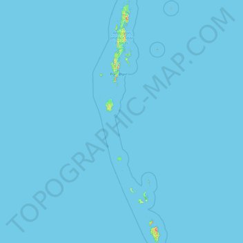 Mapa topográfico Andaman and Nicobar Islands, altitud, relieve