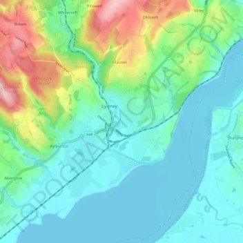 Mapa topográfico Lydney, altitud, relieve