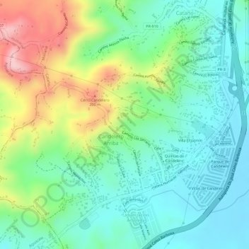 Mapa topográfico Candelero Arriba, altitud, relieve