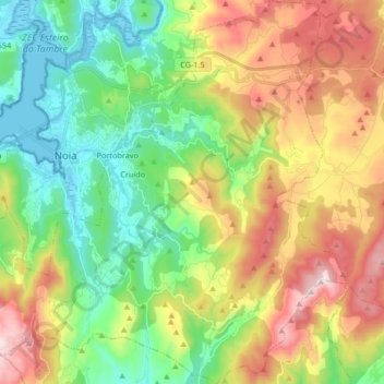 Mapa topográfico Lousame, altitud, relieve