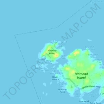Mapa topográfico Northern Island, altitud, relieve