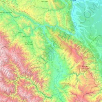 Mapa topográfico Satipo, altitud, relieve