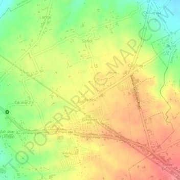 Mapa topográfico Bolbok, altitud, relieve