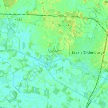 Mapa topográfico Dorfgemeinschaft Ahausen, altitud, relieve