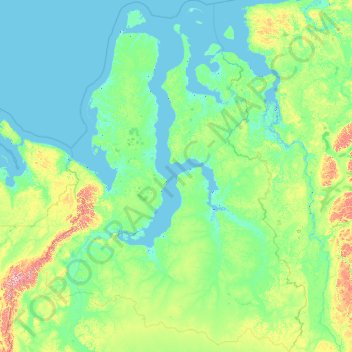 Mapa topográfico Yamalo-Nenets Autonomous Okrug, altitud, relieve