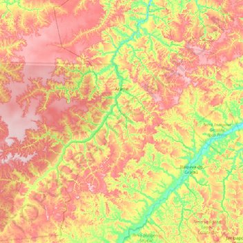 Mapa topográfico Arame, altitud, relieve