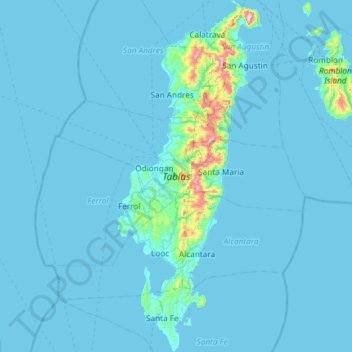 Mapa topográfico Tablas, altitud, relieve