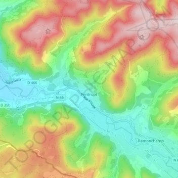 Mapa topográfico Ferdrupt, altitud, relieve