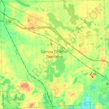 Mapa topográfico Genoa Charter Township, altitud, relieve