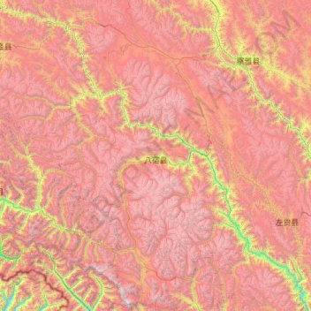 Mapa topográfico Pasho County, altitud, relieve