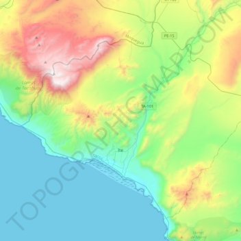 Mapa topográfico Ite, altitud, relieve