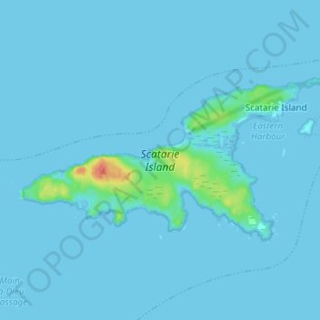 Mapa topográfico Scatarie Island, altitud, relieve