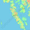 Mapa topográfico Dall Island, altitud, relieve