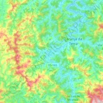 Mapa topográfico Laranja da Terra, altitud, relieve