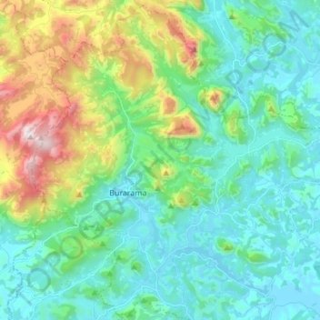 Mapa topográfico Burarama, altitud, relieve