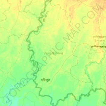 Mapa topográfico Haripur, altitud, relieve