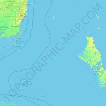 Mapa topográfico Bimini, altitud, relieve