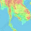 Mapa topográfico Thailand, altitud, relieve