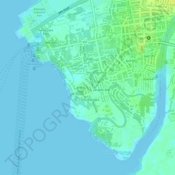 Mapa topográfico Cuta, altitud, relieve