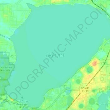 Mapa topográfico Lake Eustis, altitud, relieve