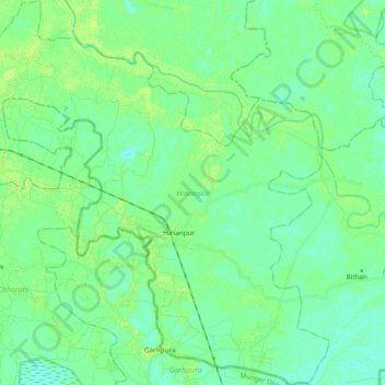 Mapa topográfico Hasanpur, altitud, relieve