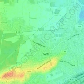 Mapa topográfico 68120, altitud, relieve