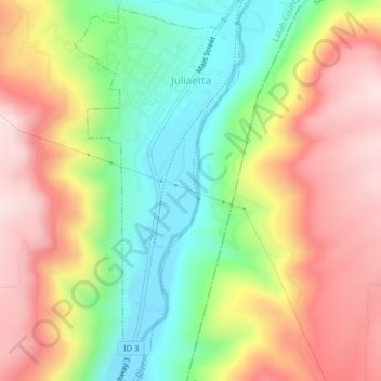 Mapa topográfico Juliaetta, altitud, relieve