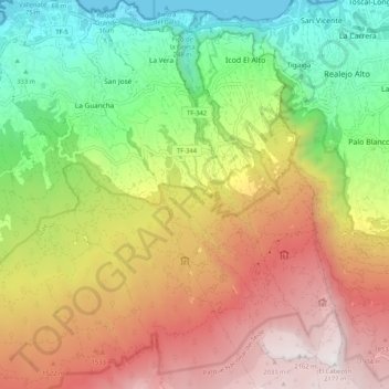 Mapa topográfico San Juan de la Rambla, altitud, relieve