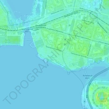 Mapa topográfico парк имени 300-летия Санкт-Петербурга, altitud, relieve