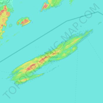 Mapa topográfico Parc national de l'Isle Royale, altitud, relieve