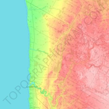 Mapa topográfico Ashfield–Colborne–Wawanosh, altitud, relieve