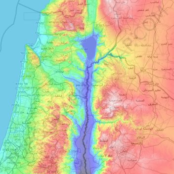 Mapa topográfico Jordan River, altitud, relieve