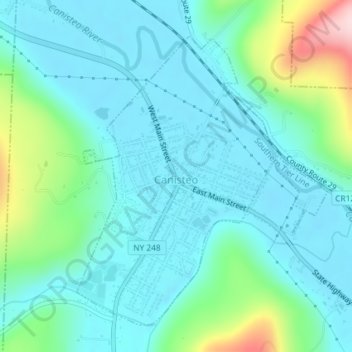 Mapa topográfico Canisteo, altitud, relieve