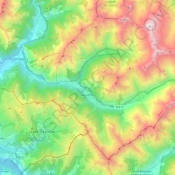Mapa topográfico Valjouffrey, altitud, relieve