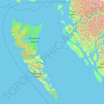 Mapa topográfico North Coast Regional District, altitud, relieve