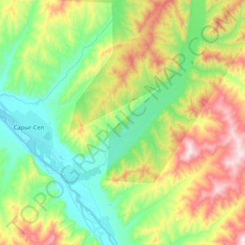 Mapa topográfico Дерзиг-Аксы сумон, altitud, relieve