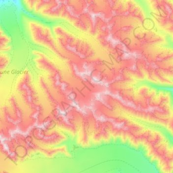 Mapa topográfico Kaskawulsh Glacier, altitud, relieve
