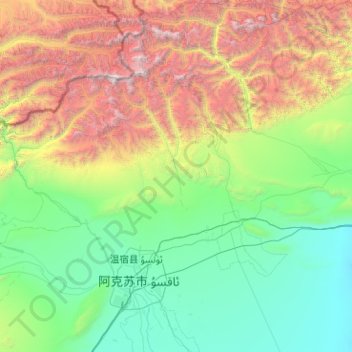 Mapa topográfico Onsu County, altitud, relieve